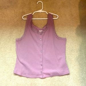 Purple tank top, 7 buttons. Good condition